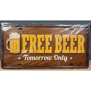 12x6 Metal License Plate "Free Beer"
